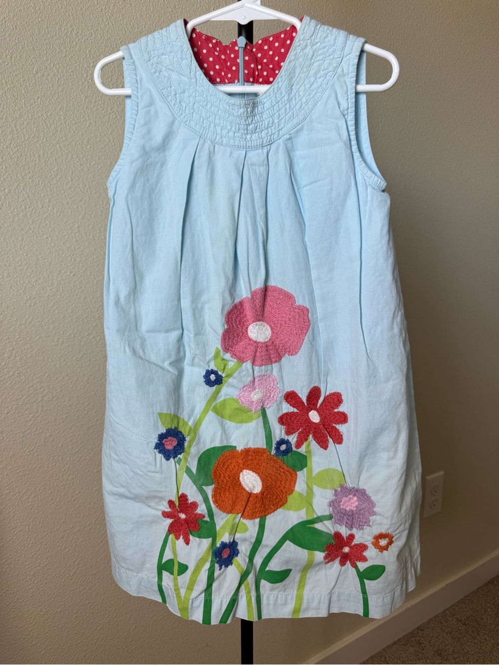 Vintage Mini Boden Light Blue Floral Appliqué Dress